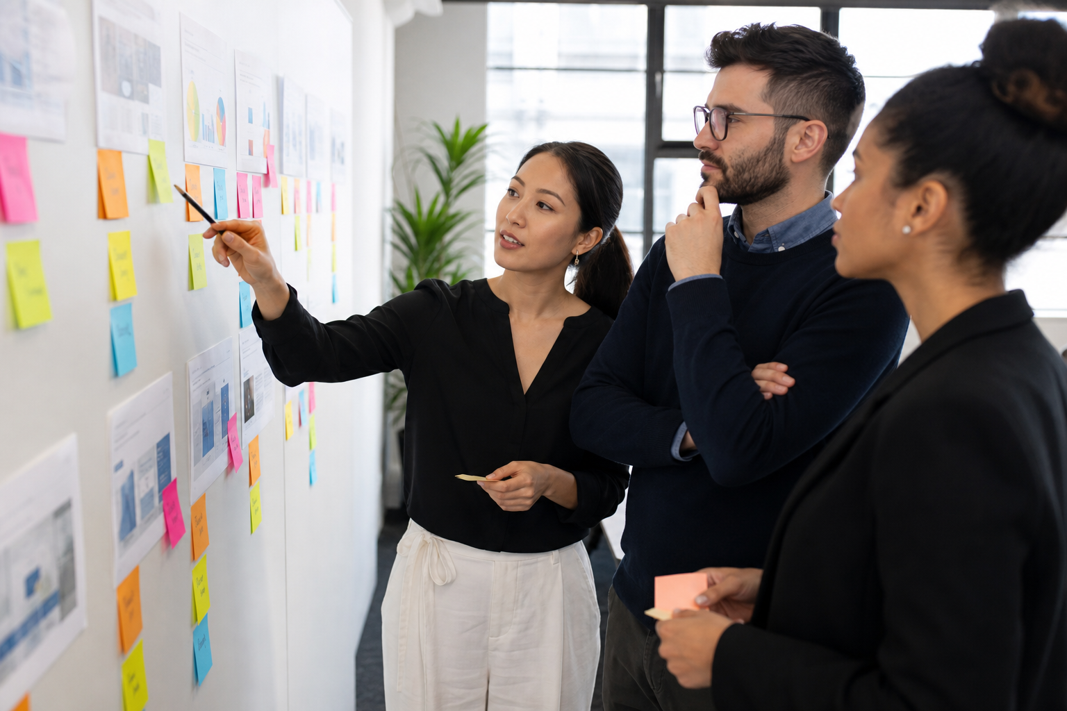 Marketing team prioritising website pages with a content matrix and performance evidence