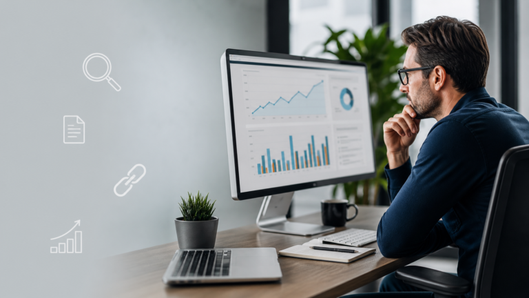 SEO strategist reviewing organic search performance and growth analytics