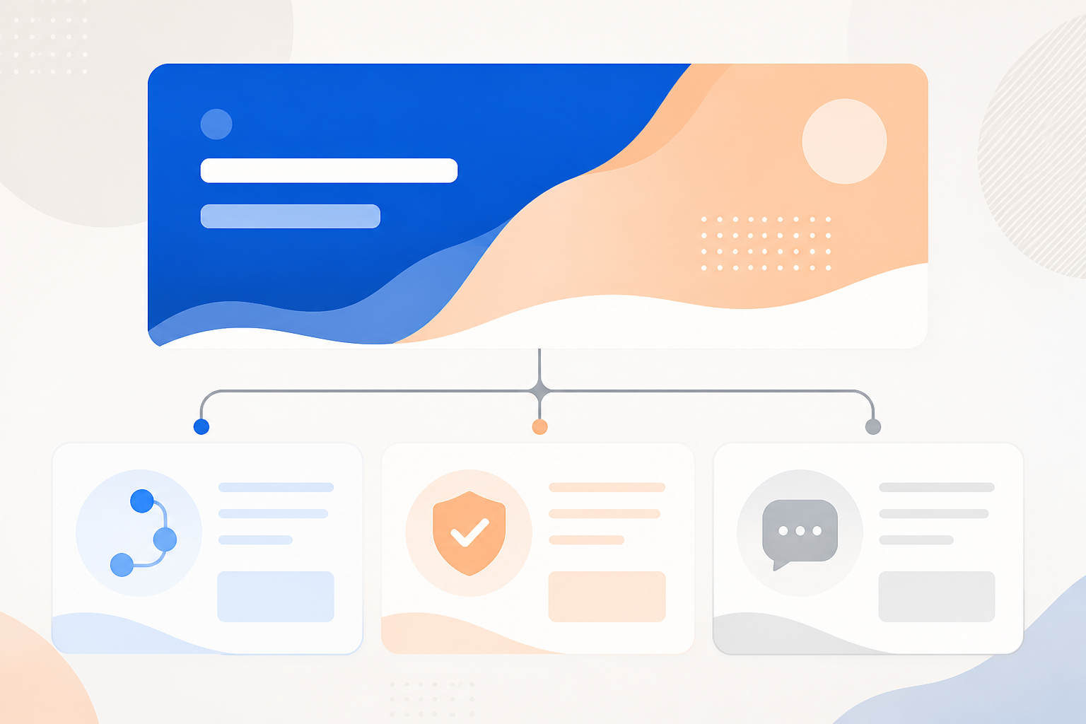 Service page hierarchy showing a main overview connected to process, trust, and customer question sections